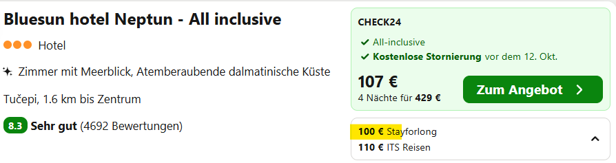 Kroatien Hotel Angebot