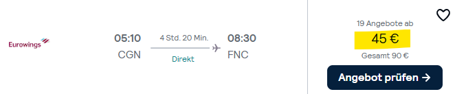 Madeira Flug Angebot