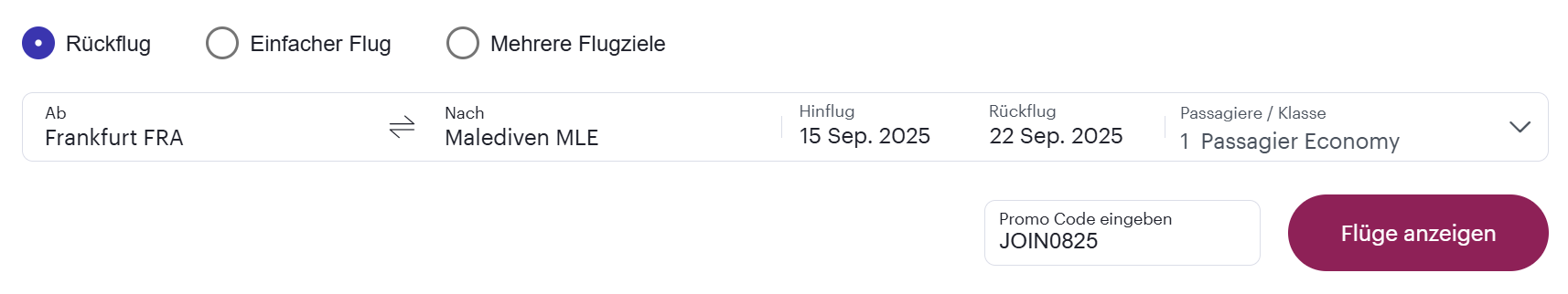 Malediven Flug Angebot