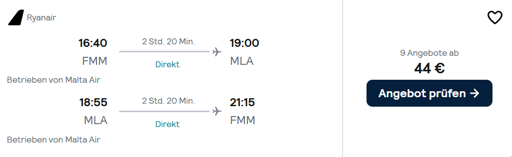 Malta Flug Angebot