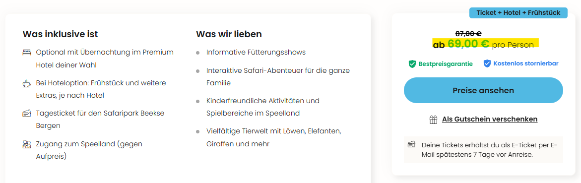 niederlande safari park mit hotel angebot