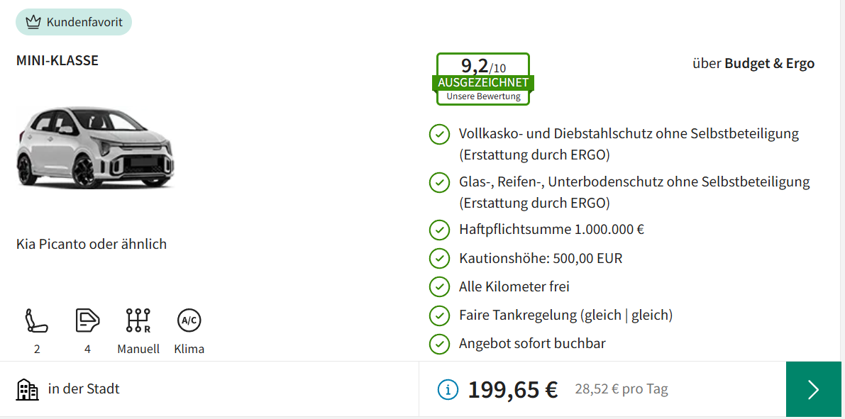 Mietwagen Angebot