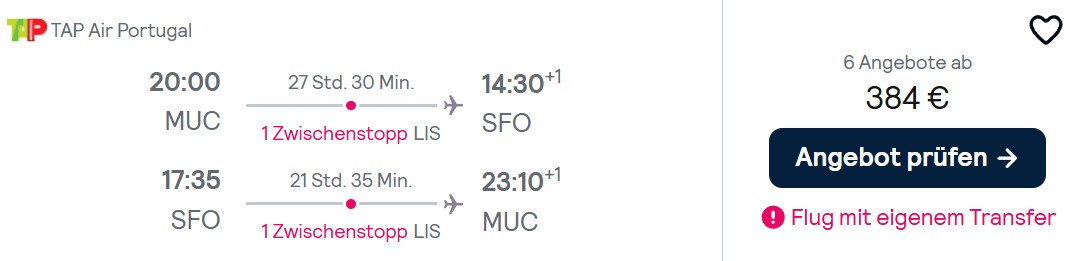 Flug nach San Francisco