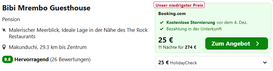 Sansibar Hotel Angebot