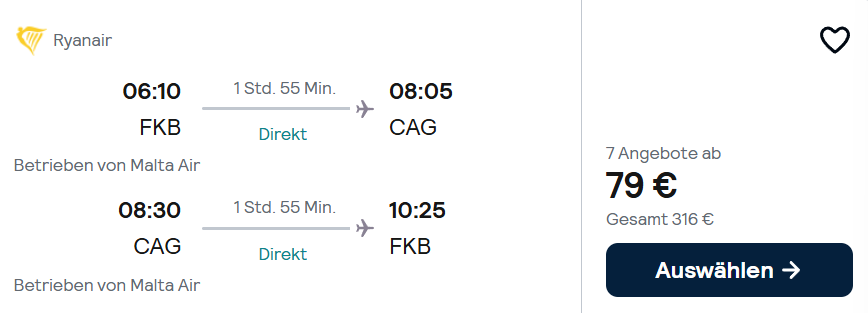 Sardinien Flug Angebot