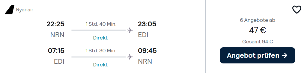 Edinburgh Flug Angebot