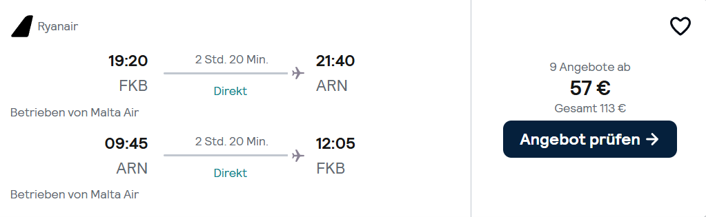 Stockholm Flug Angebot