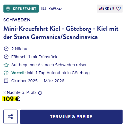 Schweden Mini Kreuzfahrt Angebot