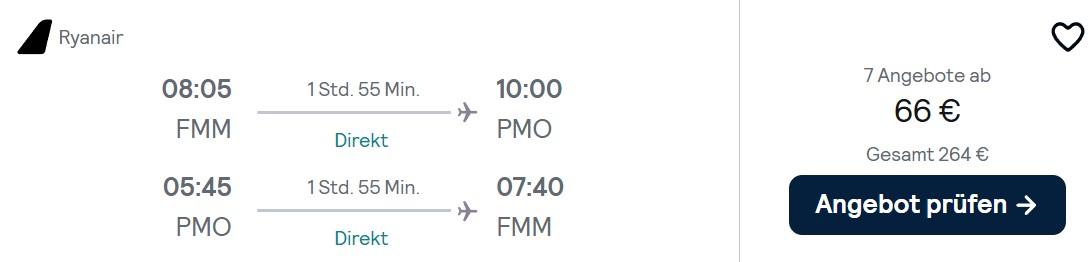 Sizilien Flug