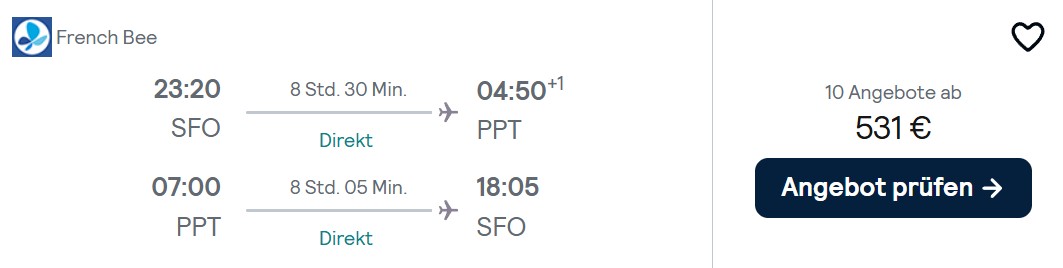 Tahiti Flug