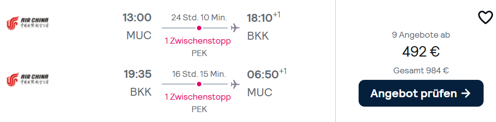 Thailand Flug Angebot