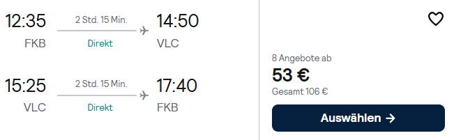 Valencia Kombi Angebot