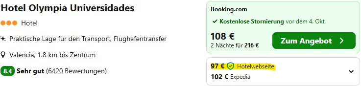 Valencia Hotel Angebot