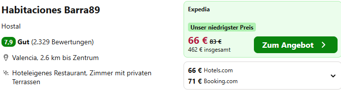 Valencia Kombi Angebot