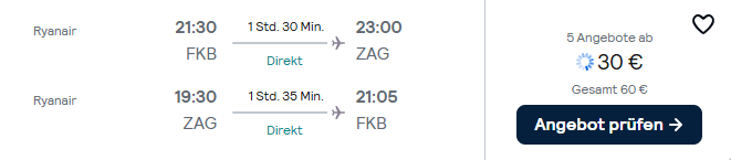 Zagreb Flug Angebot