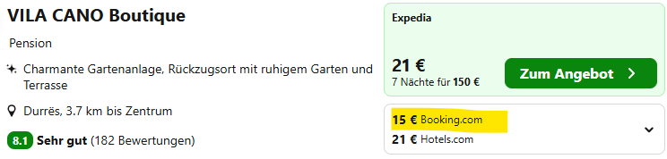 Albanien Hotel Angebot