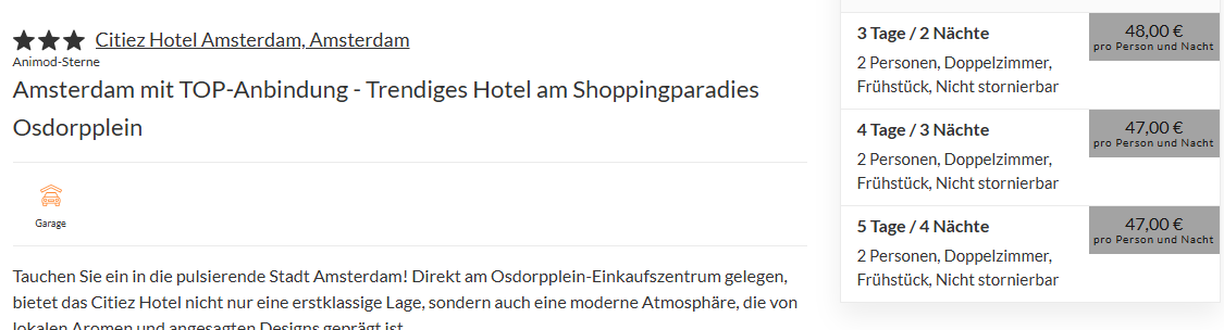 Amsterdam Hotel Angebot