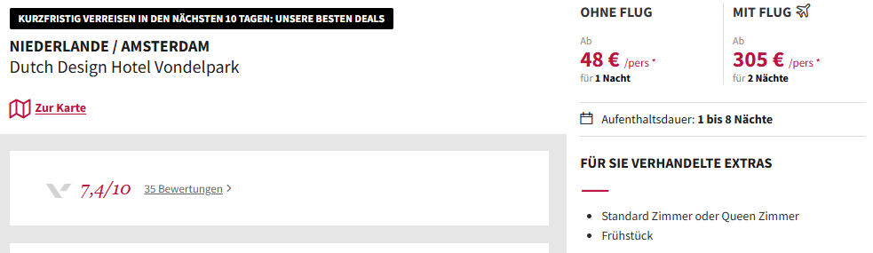 Amsterdam Hotel Angebot