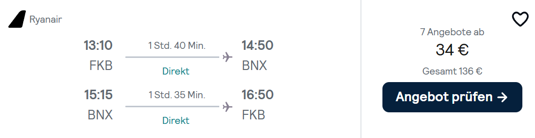 Bosnien Flug combi