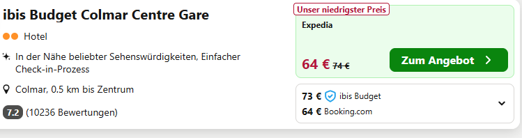 Colmar Hotel Ibis Budget Centre Angebot