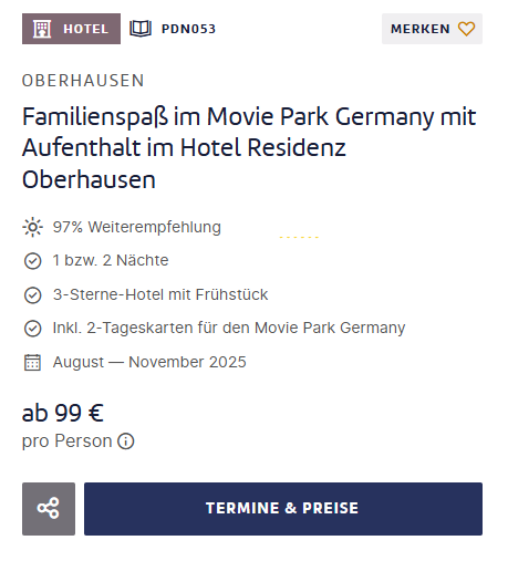 Movie Park Germany Angebot
