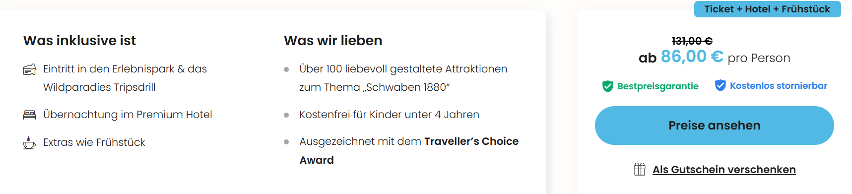 Freizeitpark Angebot