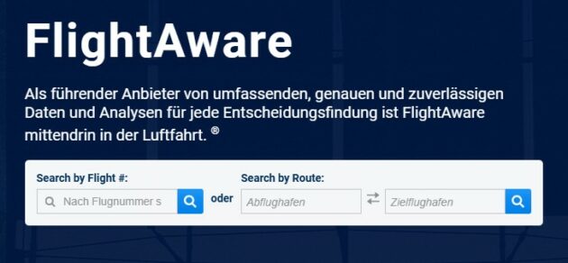 Ausschnitt von FlightAware. 