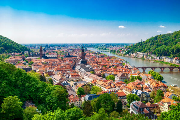 Stadtansicht von Heidelberg am Neckar, Deutschland