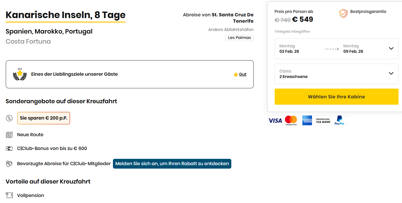 Kanaren Kreuzfahrt Angebot