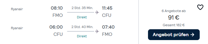 Korfu Flug Angebot
