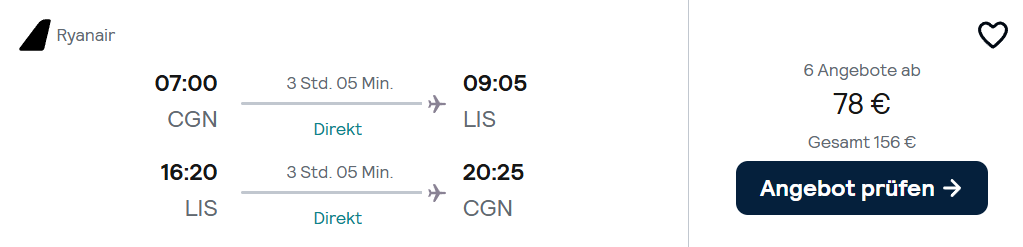 Lissabon Flug Angebot