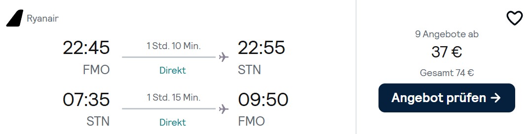 London Flug combi