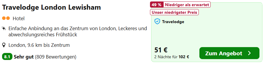 London Hotel Angebot
