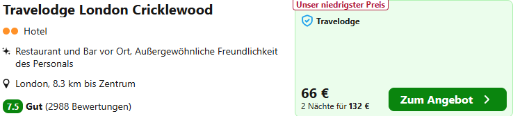 London Hotel Angebot