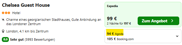 London Hotel Angebot
