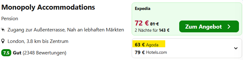 London Hotel Angebot