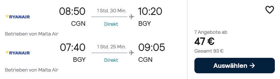 Mailand Flug Angebot