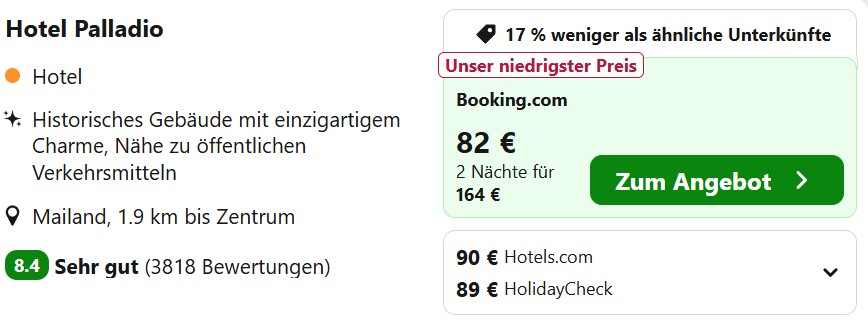Mailand Hotel combi