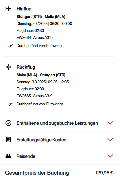 Malta Flug Angebot