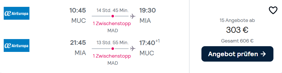 Miami Flug Angebot
