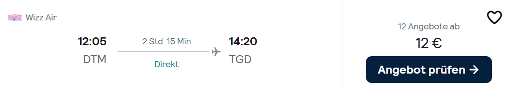 Montenegro Flug Angebot