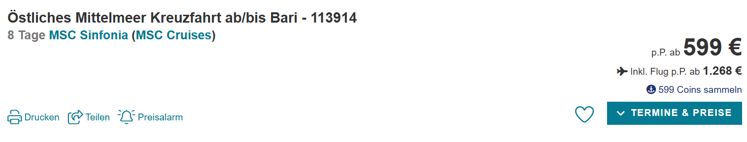 Östliches Mittelmeer Kreuzfahrt