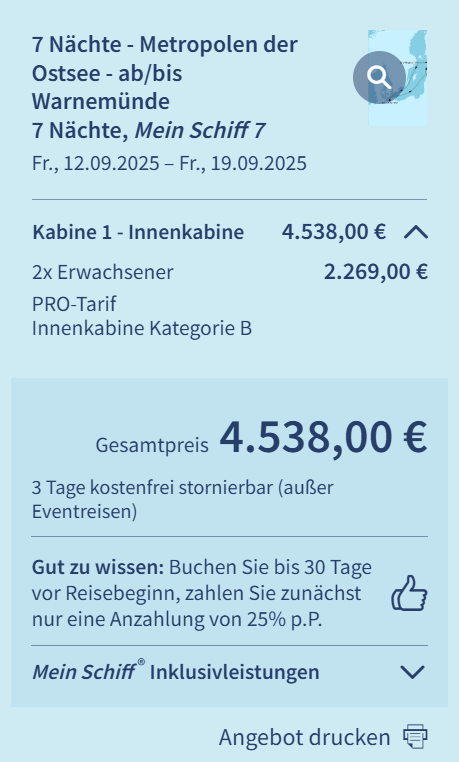 Ostsee Kreuzfahrt Angebot