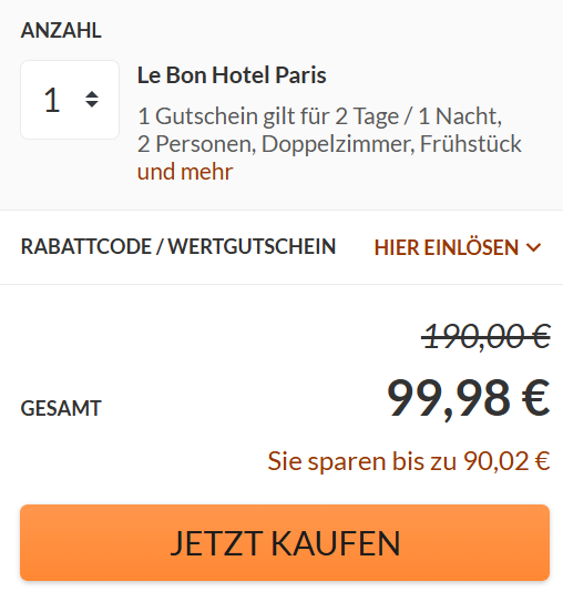 Paris Hotel Angebot