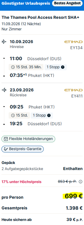 Phuket Pauschalangebot