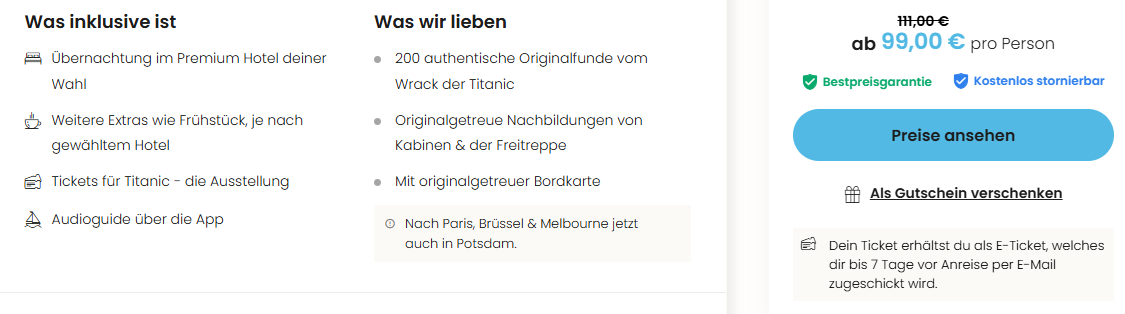 Potsdam Hotel Titanic Angebot