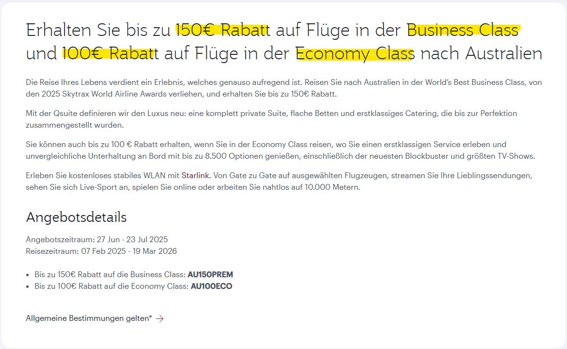 qatar airways flug angebot
