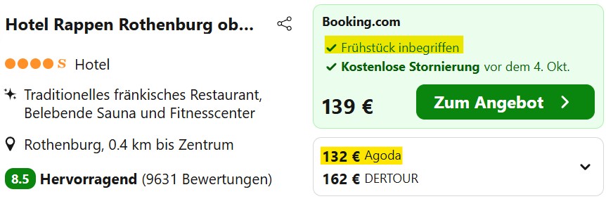 Rothenburg Hotelangebot