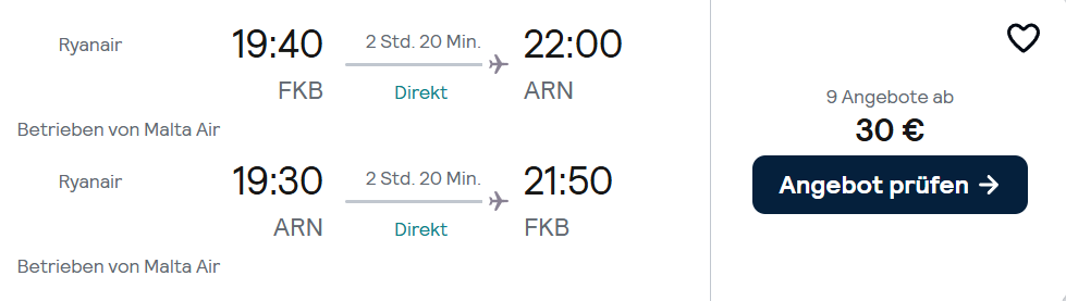 Stockholm Flug Angebot