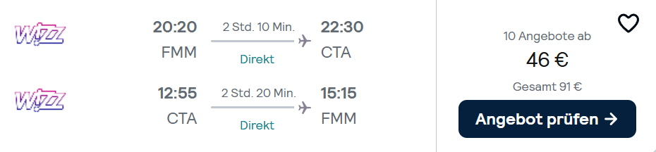 Sizilien Flug Angebot